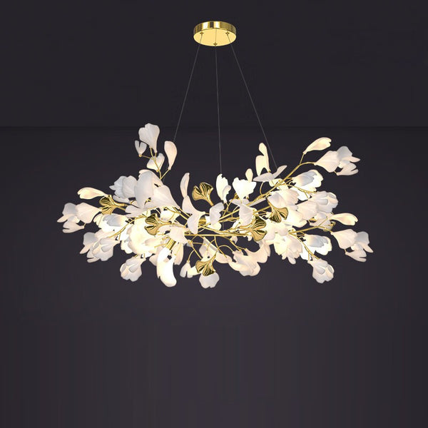 39 inch Porcelain Linear Gold Chandelier