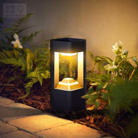 Square Unique Hollow Aluminum Waterproof Modern Smart Solar Lights Outdoor