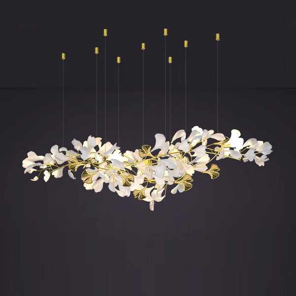 59 inch Porcelain Linear Gold Chandelier