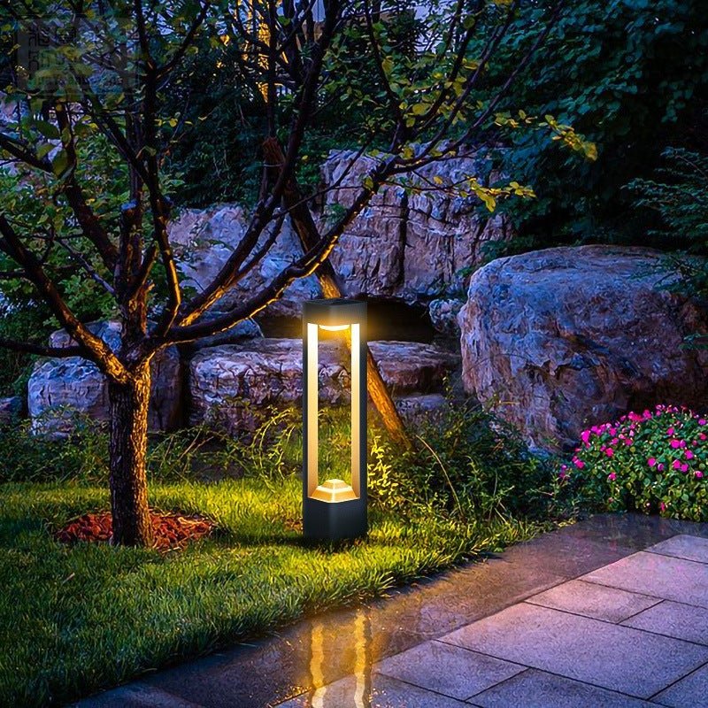 Square Unique Hollow Aluminum Waterproof Modern Smart Solar Lights Outdoor