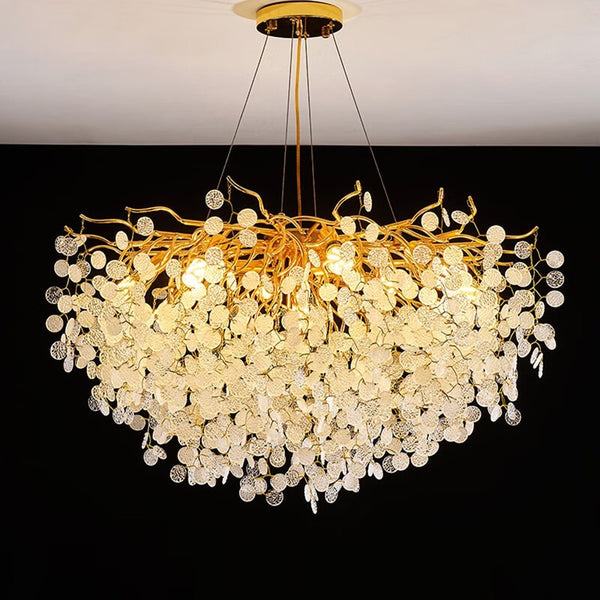 32" Circe Modern Clear Crystal Round Modern Branch Chandelier For Living Room