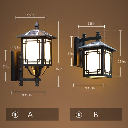 Up/Down Lighting Waterproof Black Vintage Solar Lights Outdoor Lanterns