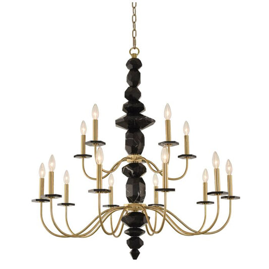 PiedraModern Chandelier in Brushed Brass