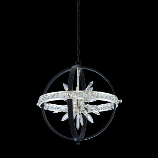 Angelo Pendant Light in Matte Black w/ Polished Silver