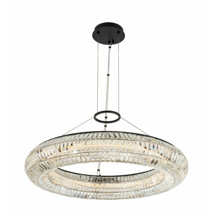 Tamburo Contemporary Chandelier in Matte Black with Polished Chrome