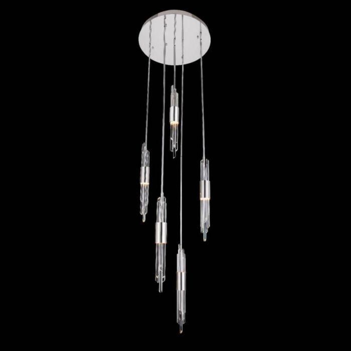 Lucca 5 Light Multi Drop Foyer in Polished Chrome