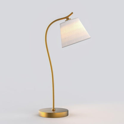 Metal Gooseneck Desk Lamp with Cone Fabric Shade for Bedside and Office Use