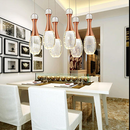 Mini Crystal Electroplated Metal LED Modern Pendant Light Hanging Lamp