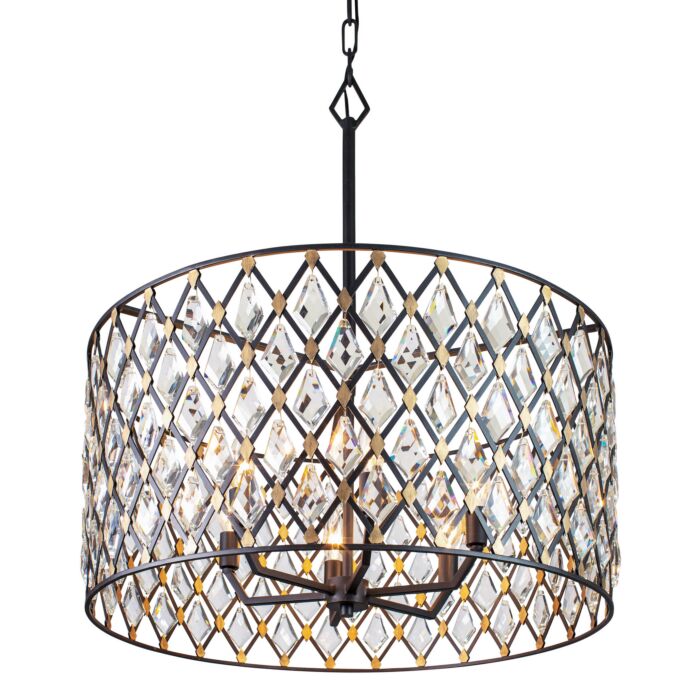 Windsor 6-Light Pendant in Carbon with Havana Gold