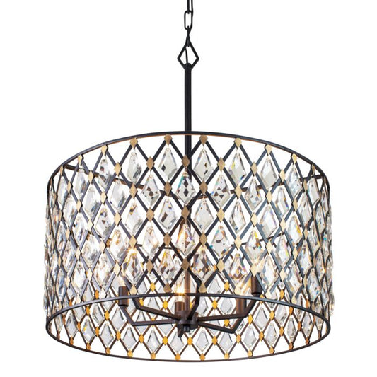 Windsor 6-Light Pendant in Carbon with Havana Gold