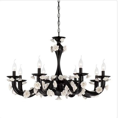 Black / White Eight Light Chandelier