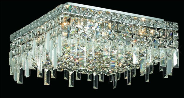 6 light contemporary flush mount ceiling light dressed with 25% full lead crystal balls