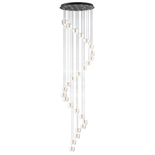 Newton 25-Light LED Pendant in Black with Gold