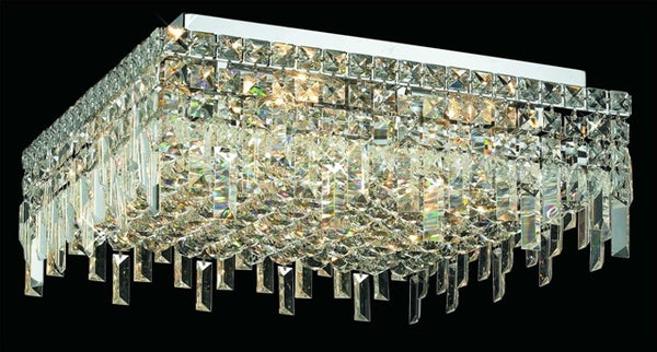 12 light contemporary flush mount ceiling light dressed with 25% full lead crystal balls