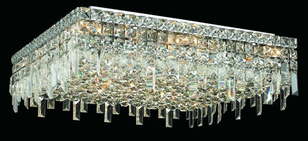 13 light contemporary flush mount ceiling light dressed with 25% full lead crystal balls