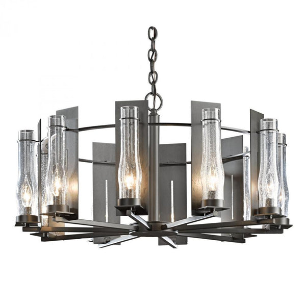 Town Chandelier, 10-Light, Dark Smoke, Seeded Clear Glass, 30"W (103290-SKT-07-II0184 39CH1E)