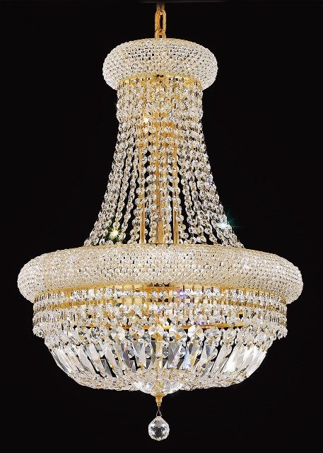 14 Light crystal chandelier gold plated