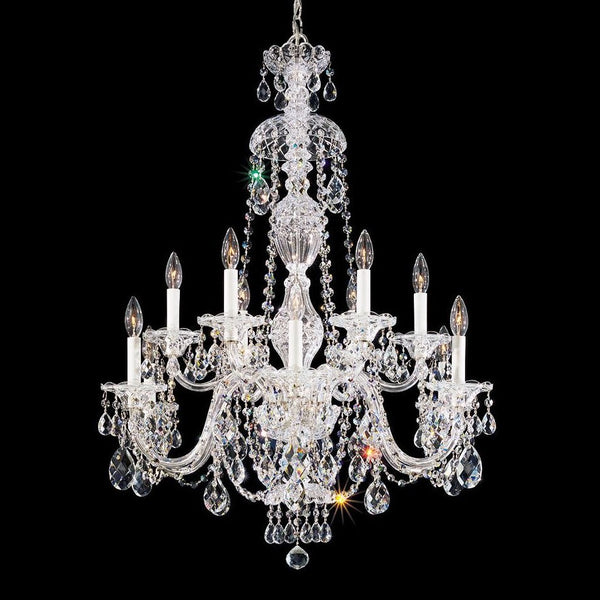 Polished chrome 12 Light Bohemian crystal Chandelier