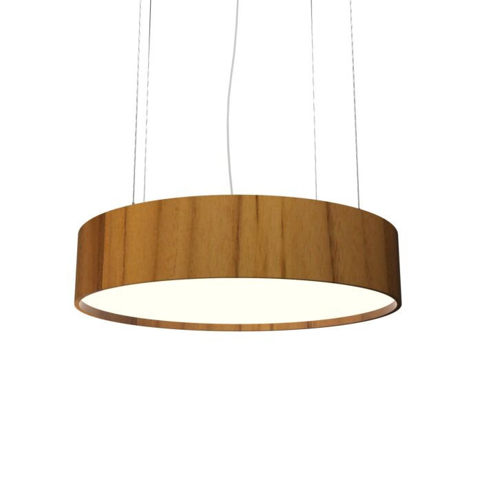 Cylindrical LED Pendant in Teak