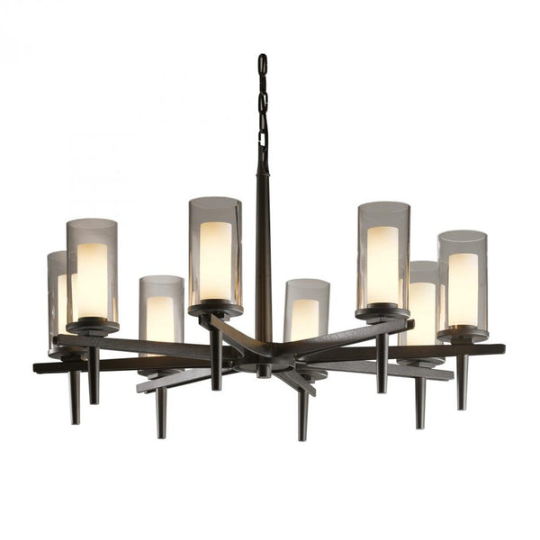 Chandelier, 8-Light, Dark Smoke, Opal and Clear Glass, 34"W (104305-SKT-07-ZU0323 16P7DW)