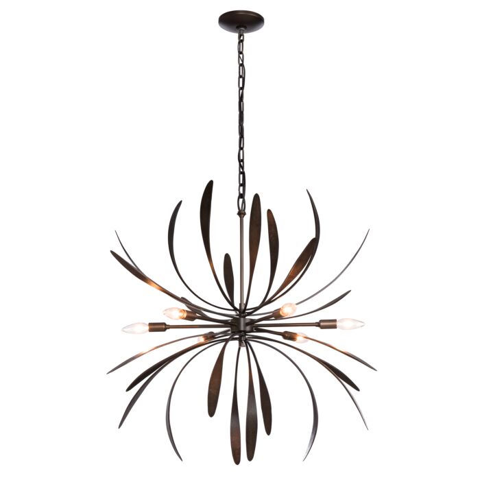 Hubbardton Forge 28 6-Light Dahlia Chandelier in Dark Smoke