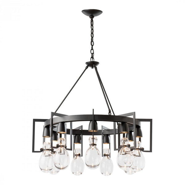 Chandelier, 9-Light, Black, Clear Glass, 34.9"W (104360-SKT-10-ZM0572 4RY5ND)