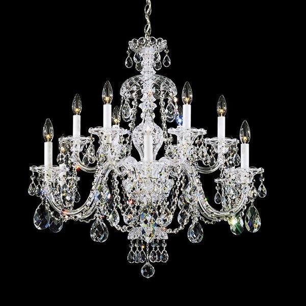 Polished chrome 12 Light Bohemian  crystal Chandelier