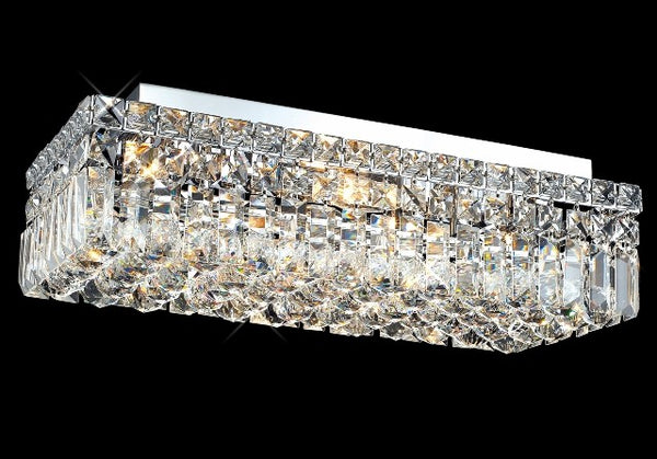 4 light contemporary flush mount ceiling light dressed with 25% full lead crystal balls