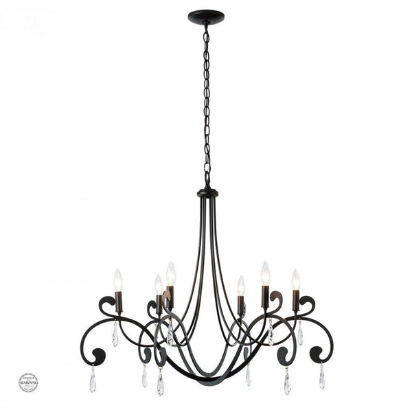 Chandelier, 6-Light, Black, 32.9"W (105057-SKT-10-CR 5D0QNX)