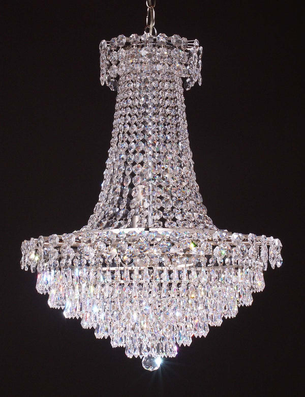 12 lights crystal chandelier in polished chrome finish