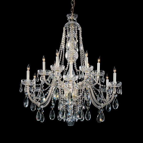 Polished chrome 12 Light traditional crystal Chandelier