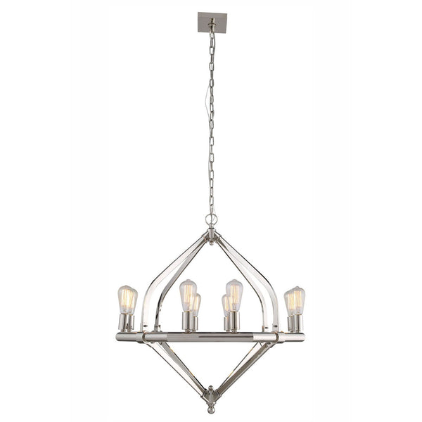 Polished Nickel Eight-Light Chandelier