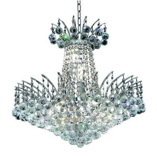 Chrome Eight-Light Chandelier with Clear Royal Cut Crystals