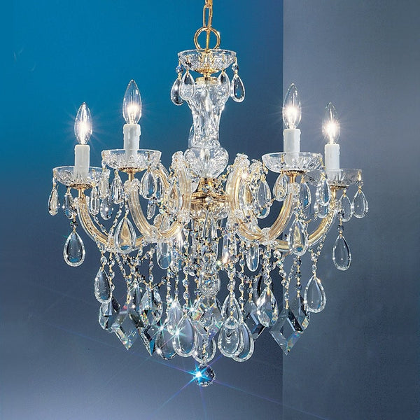 5 Light Maria Theresa Crystal Chandelier, gold