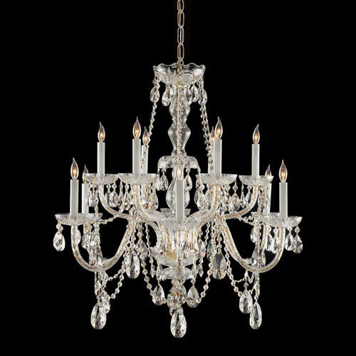 Traditional Polished Brass Twelve-Light Spectra Crystal Chandelier