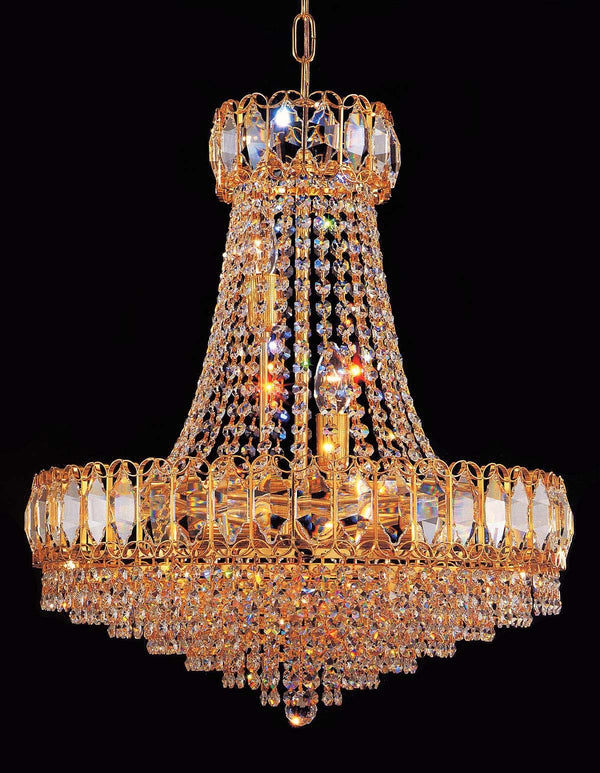 12 lights crystal chandelier in gold plated finish