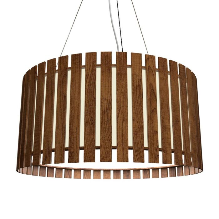 Slatted LED Pendant in Imbuia