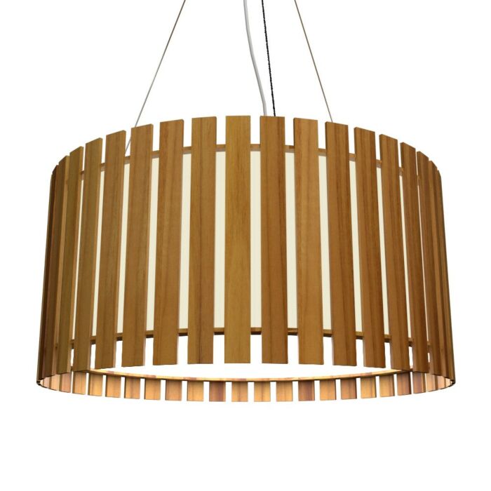 Slatted LED Pendant in Teak