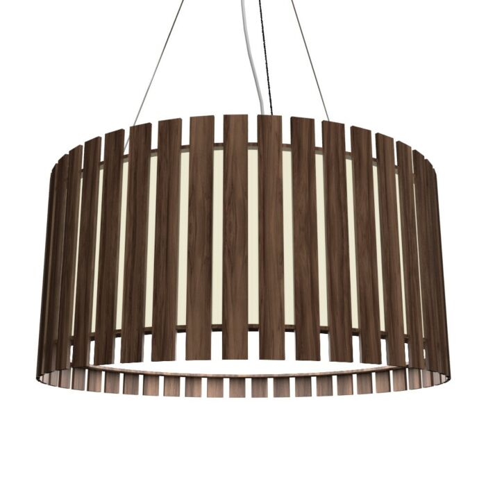 Slatted LED Pendant in American Walnut