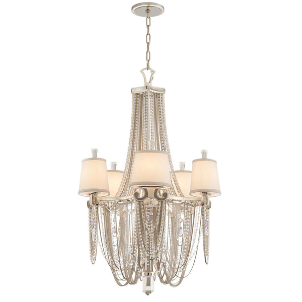 Silver Leaf with Polished Stainless Accents Five-Light Chandelier