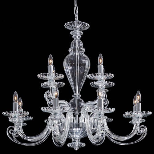 Chrome and Clear Glass 23-Inch 12-Light Chandelier