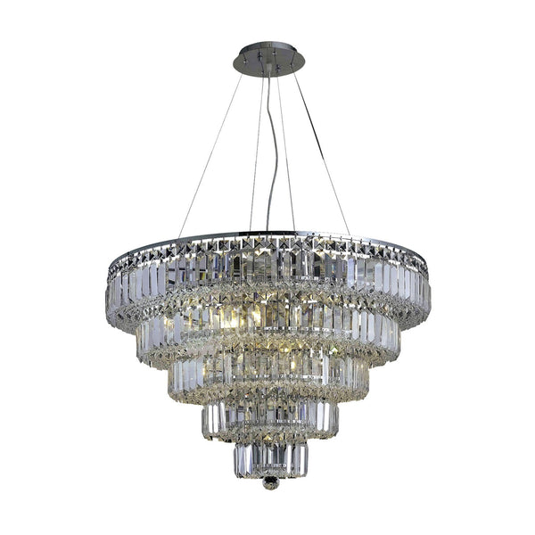 Maxim Chrome Seventeen-Light 30-Inch Five-Tier Chandelier with Royal Cut Clear Crystal