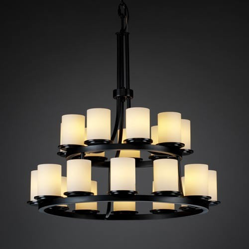 Twenty-One-Light Two-Tier Ring Chandelier