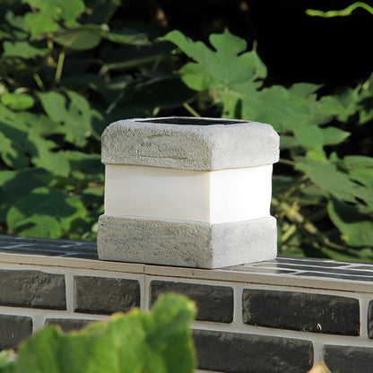 Square Resin Stone Waterproof LED Modern Solar Outdoor Lights Garden Lamp