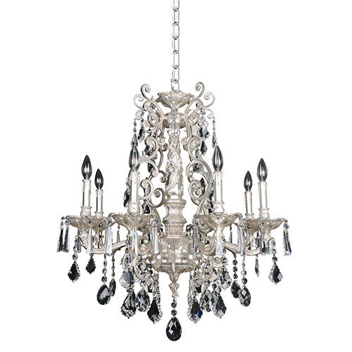 Marcello Silver Eight-Light Chandelier with Firenze Clear Crystal