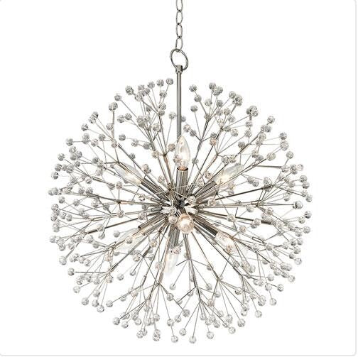 Polished Nickel Eight-Light Chandelier