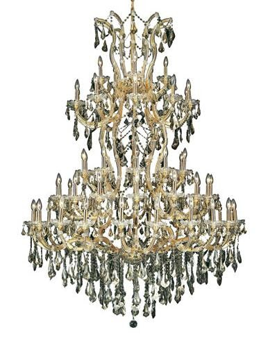 Gold Sixty-One Light 54-Inch Chandelier with Royal Cut Golden Teak Smoky Crystal