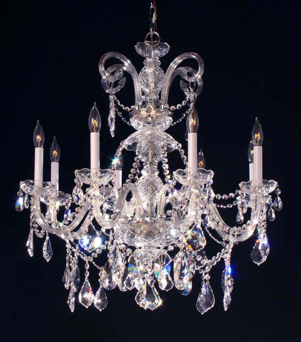 8 Lights Bohemian Crystal chandelier in polished chrome finish