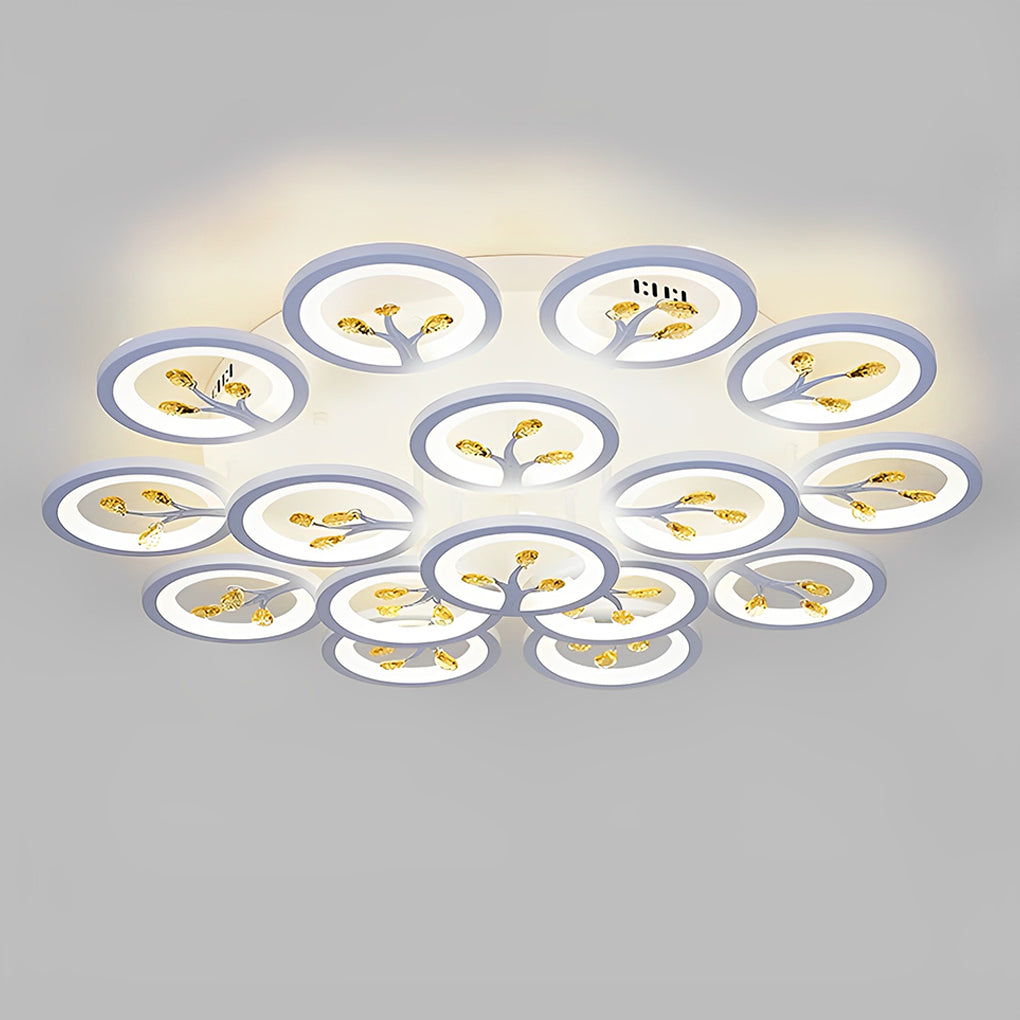 16 Lights Flower Dimmable LED White Nordic Ceiling Lights Flush Mount Lighting