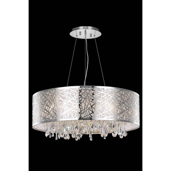 Mirage Chrome Nine-Light Pendant with Royal Cut Crystal and Metal Shade